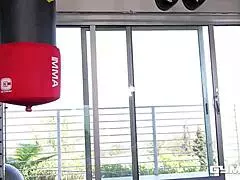 Ms yummy participates in interracial fitness session at the gym