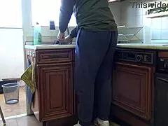 horny milf loves hard kitchen fucking