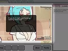 i can’t stop fondling nicole’s tits in this risky hentai game to lure customers.