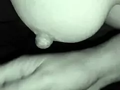 juicy milf jerks off lovers cock he cum on her big tits