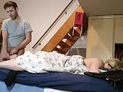 Pervert Stepson Jerking Off to Stepmother's Sexy Feet in Secret HD!