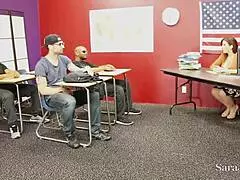 curvy cougar sara jay teaching fat cock student alex legend to cum with shaved pussy 😈