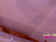 a hot teen 18+ enjoys a steamy shower session with pov action