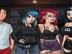 summertime saga: peeping naked milfs through binoculars in episode 78.