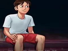 summertime saga: peeping naked milfs through binoculars in episode 78.