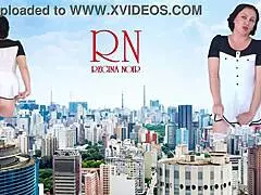 giant lady strips panties in city walk