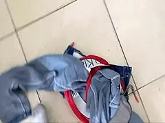 Hot stepsister distracted while washing clothes, gets huge cock fuck.