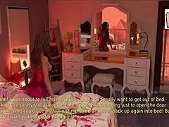 Wife and stepmother play erotic game with big tits and ass