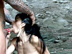 Dirty Milf Whore Bangs Young Dude on Public Beach