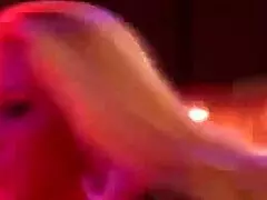 busty milf on stage performs public masturbation show