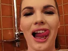 Big titty girlfriend Tasha Holz sucks a monster dick in the shower