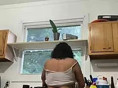 Latina Milf Enjoys Sensual Fun While Doing Dishes