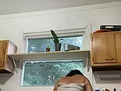 Latina Milf Enjoys Sensual Fun While Doing Dishes