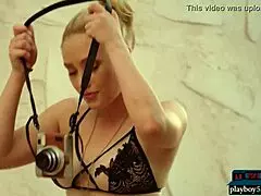 Curvy blonde milf babe snaps outdoor selfies in lingerie