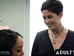 adult time lesbian milf seduces petite straight girl into interracial pussy eating and face sitting