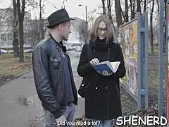 Smashing a nerdy girlfriend with glasses in hardcore blowjob and pussy fucking