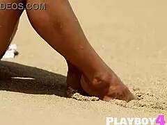 beautiful blonde milf undresses outdoor posing 😏