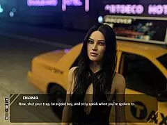 Stunning brunette in taboo hentai game discussing old days