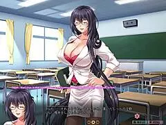 saimin class hypnosis makes the teacher in glasses get anal in the classroom