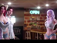 Äitipuoli ja täti nauttivat hienovaraisesta hauskasta baarissa 3D hentaissa
