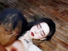 3D BBW火辣亚洲熟女和大黑鸡巴出轨，偷偷情事