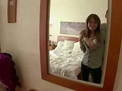 Anastasiya shows her pink pussy lips