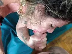 naughty milf calls black and white guys for double pussy fun