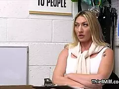 blonde cougar loves riding officer's fat dick right on the office desk.