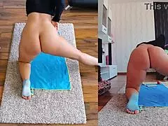 naked yoga dual cam session, guess what happens?