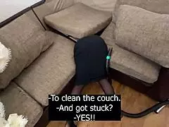 yo, my stepmother got stuck in the couch during cosplay, what a sight! 😂