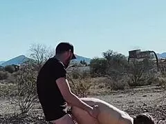 Risky outdoor fun caught on the roadside with blonde wife