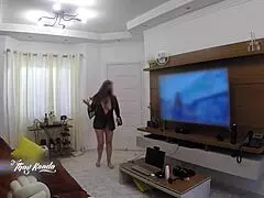 Hot wife Thay Ksada steps out of shower in nightgown. She surprises the delivery man today.