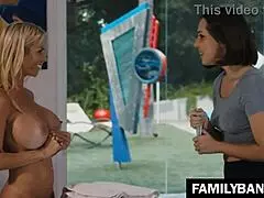 lonely housewife invites young masseuse alexis fawx and jenna sativa for a steamy lesbian session