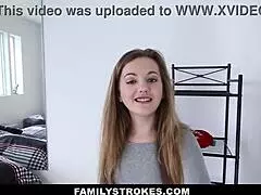 Teen stepsis gives pov blowjob