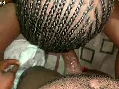 Black stud drills tight pussy in bedroom scene.