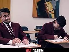 Busty mature teacher Dee Williams gets overwhelmed by four eager students in a wild gangbang.