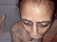Milf submits to master with deep wet blowjob and creamy cum