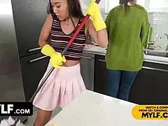 merciless stepson takes control over stepfamily women in retro style