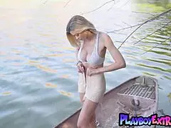 Classy blonde Russian milf Anna Lisa strips naked on a boat, so hot! 😍