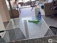 Brazilian Babe Gets Fucked by Employer in Kitchen, Lifts Dress for Hard Doggy