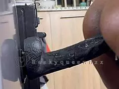 Intense Milf Camgirl Pounds Massive 14-Inch Dildo On Fridge In Kitchen