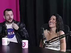 bruna carlos delivers intense handjob in sheer red fetish cuckold scene