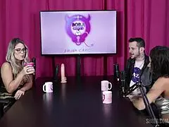 bruna carlos delivers intense handjob in sheer red fetish cuckold scene