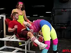 mylfex gym milfs welcomed the new guy with extreme workout fun. deepthroat included!