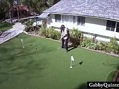 Latina Gabby Quinteros Caught Banging Lawn Guy Outdoors