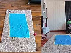 Dual Cam Uncensored Naked Workout With Curvy Milf Spreading Asshole