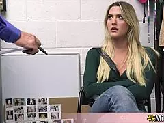 Blonde housewife caught stealing, gets drilled by mall cop on CCTV