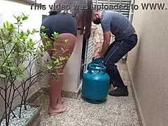 i love teasing the gas delivery guy outdoors