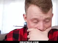 Sexy stepmoms and stepsons engage in a family group activity while riding