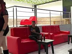 hey, i spot this cute tattooed guy at the bar and fuck his curvy ass in the bathroom